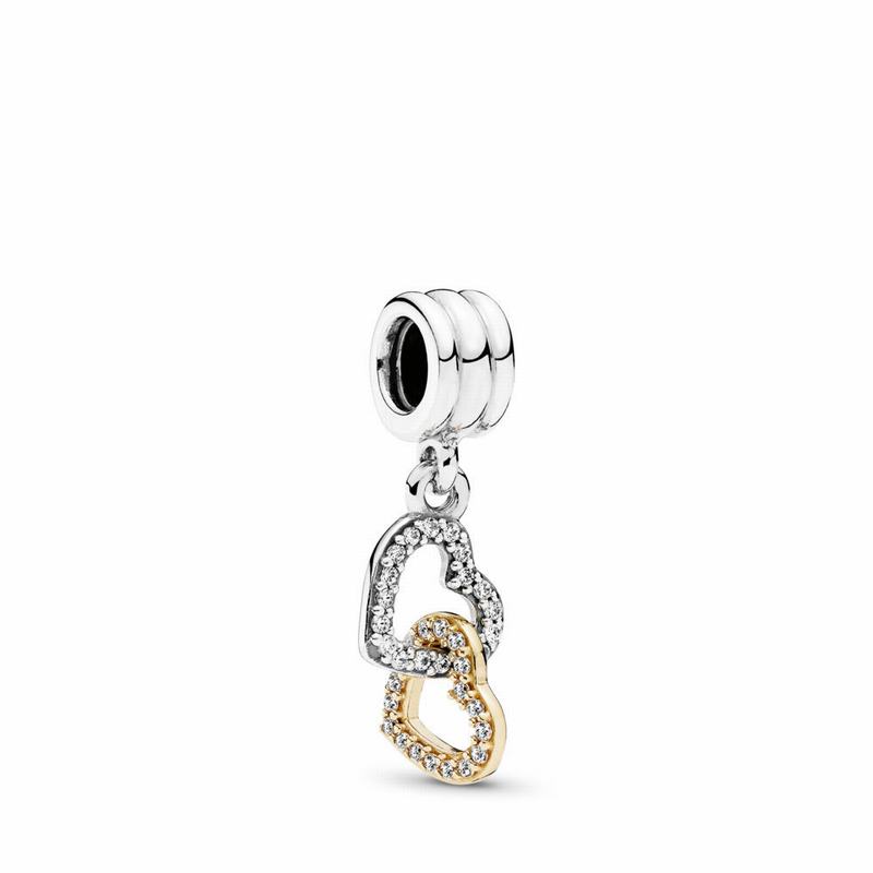 Pandora Australia Interlocked Hearts Dangle Charm - Two Tone | ISYPNC947